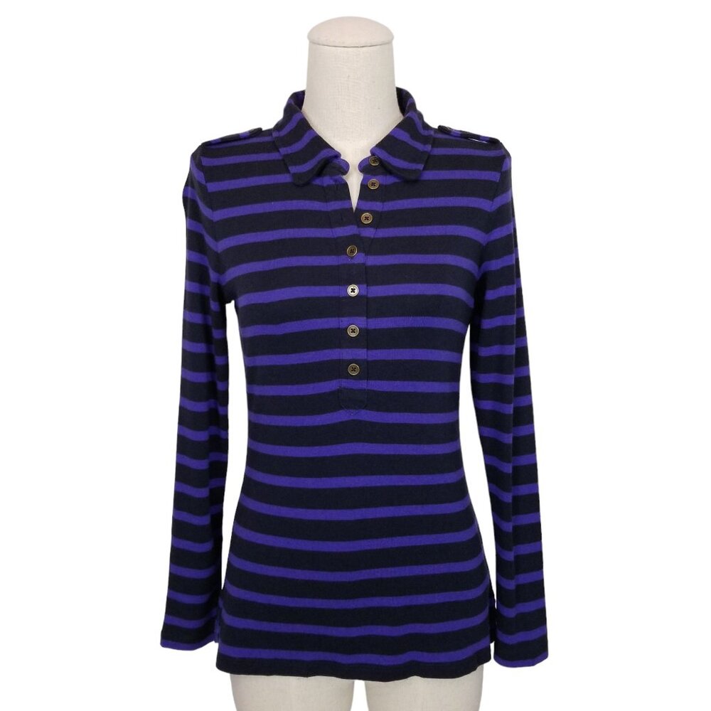 Boden Women's Long Sleeve Striped Top - Black and Purple